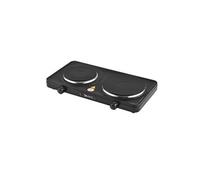 [in.tec] Réchaud Double Electrique 2 Plaques Chauffantes en Fonte 2500 W Réglage de la Température en Continu Noir Réchauds (Ø): 150 mm et 185 mm