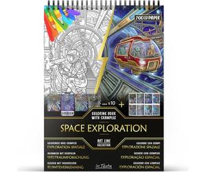 In Textu Livre de Coloriage Adulte Exploration Spatiale, Papier 200 g/m² | Reliure spirale, A4, qualité premium, 30 dessins, 300 modèles couleur, pour crayons et marqueurs Acrylique|Alcool|Eau