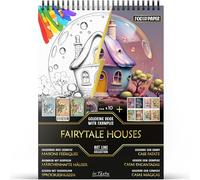 In Textu - Maisons Fantastiques - Livre de Coloriage Adultes et Adolescents avec Exemples Coloriés Inspirants - Papier Premium 200g/m² - Reliure Spirale Fine - Cahier à Colorier Relaxant et Créatif