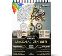 In Textu - Mandalas - Arbres Zen - Livre de Coloriage pour Adultes et Adolescents avec Exemples Coloriés Inspirants - Papier Premium 200 g/m² - Reliure Spirale Fine - Cahier de Coloriage Méditatif