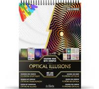 In Textu - Optical Illusions - Livre de Coloriage pour Adultes et Adolescents avec Exemples Coloriés Inspirants - Papier Premium 200 g/m² - Reliure Spirale Fine - Cahier de Coloriage zen et Hypnotique