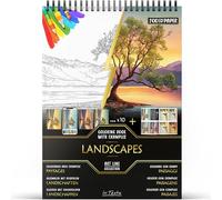 In Textu - Paysages - Livre de Coloriage pour Adultes et Adolescents avec Exemples Coloriés Inspirants - Papier Premium 200 g/m² - Reliure Spirale Fine - Cahier de Coloriage Relaxant et Apaisant