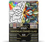 In Textu - Vitraux Mandala - Livre de Coloriage pour Adultes et Adolescents avec Exemples Coloriés Inspirants - Papier Premium 200 g/m² - Reliure Spirale Fine - Cahier de Coloriage Relaxant