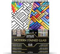 In Textu - Vitraux Modernes - Livre de Coloriage pour Adultes et Adolescents avec Exemples Coloriés Inspirants - Papier Premium 200 g/m² - Reliure Spirale Fine - Cahier de Coloriage Relaxant