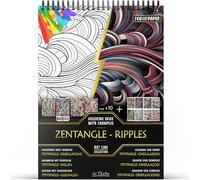 In Textu - Zentangle - Ondulations - Livre de Coloriage pour Adultes et Adolescents avec Exemples Coloriés Inspirants - Papier Premium 200 g/m² - Reliure Spirale Fine - Cahier de Coloriage Relaxant