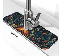 In The Anime Night, We were Warming Ourselves by The Fire in The Woods Tapis de robinet anti-éclaboussures pour robinet de cuisine, poignée de robinet attrape-gouttes pour salle de bain (38,1 x 14 cm)