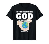 in The Beginning God Created - Christian Creation Genesis T-Shirt Graphique avec Valeur