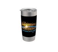 In The Beginning, GOD Created - Genesis 1:1 Poème chrétien Gobelet isotherme en acier inoxydable double paroi