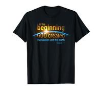 in The Beginning, God Created - Genesis 1:1 Poème chrétien T-Shirt Graphique avec Valeur