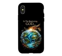 in The Beginning God... Earth Genesis 1:1 Bible Verse Nature Coque pour iPhone X/XS