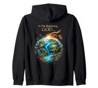 in The Beginning God... Earth Genesis 1:1 Bible Verse Nature Sweat à Capuche