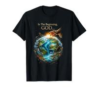 in The Beginning God... Earth Genesis 1:1 Bible Verse Nature T-Shirt