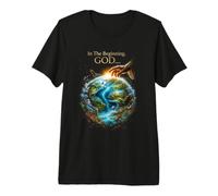 in The Beginning God... Earth Genesis 1:1 Bible Verse Nature T-Shirt Haut de Gamme