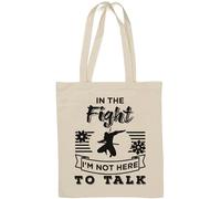 In The Fight I'm Not Here to Talk Sac fourre-tout en coton naturel avec motif Ninja Ninjutsu Blanc