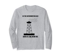 in The Information Age Data New Oil (Silhouette de Plate-Forme pétrolière) Manche Longue