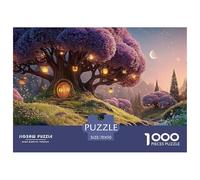 in The Moonlit Night an Elegant Purple Tree 1000 Pcs Carton Premium Coffret De Puzzles Purple Glowing Tree Stimulant Et Éducatif Défi Unique Puzzles As Birthday Gifts 70x50cm/1000pcs