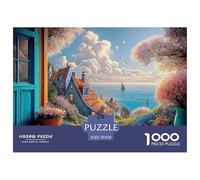 in The Style of Detailed Oil Paintings 1000 Pièces Carton Premium Puzzle De Qualité Supérieure Sunset Ocean Island Stimulant Et Éducatif Jeu Créatif Puzzles pour Adultes Et Enfants 70x50cm/1000pcs