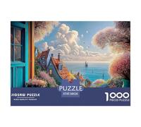 in The Style of Detailed Oil Paintings 1000 Pièces Puzzle en Papier Écologique Puzzle Sunset Ocean Island Extrêmement Difficile Défi Unique Puzzles Cadeaux pour La Famille Et Les Amis 38x26cm/1000pcs