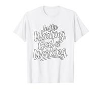 in The Waiting God is Working T-Shirt Graphique avec Valeur, Homme, Blanc, XL
