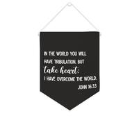 In The World You Will Have Tribulation. But Take Heart Bannière en toile à suspendre au mur avec fanion bannière murale Décoration d'intérieur pour salon, chambre à coucher, bureau, cadeaux de