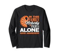 in This Family Nobody Fights Alone TDAH Sensibilisation Tournesol Manche Longue