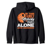 in This Family Nobody Fights Alone TDAH Sensibilisation Tournesol Sweat à Capuche