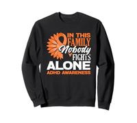 in This Family Nobody Fights Alone TDAH Sensibilisation Tournesol Sweatshirt