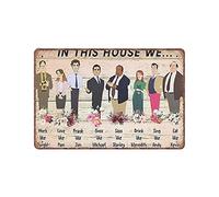 In This House We Work Like Dwight Prank Like Jim Love Like Pam Sass Like Stanley The Office Poster en métal pour bar, pub - Décoration murale vintage - 20,3 x 30,5 cm