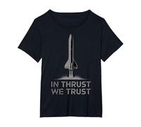 in Thrust We Trust Rocket Themed New Rocket Launch Space T-Shirt, Femme Grandes Tailles, Noir, 3X