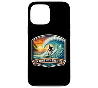 in Tune with The Tide Planche de Surf Vintage avec Citation Coque pour iPhone 13 Pro Max