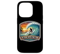 in Tune with The Tide Planche de Surf Vintage avec Citation Coque pour iPhone 14 Pro