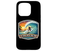 in Tune with The Tide Planche de Surf Vintage avec Citation Coque pour iPhone 15 Pro