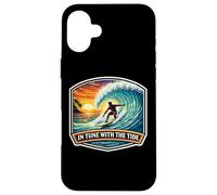 in Tune with The Tide Planche de Surf Vintage avec Citation Coque pour iPhone 16 Plus