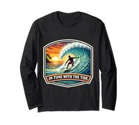 in Tune with The Tide Planche de Surf Vintage avec Citation Manche Longue