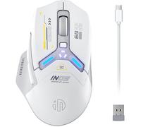 IN09 Souris Gamer Sans Fil/Bluetooth/Filaire, 10000 DPI, 6 Boutons Programmables, Tri-Mode Ergonomique Rechargeable, Blanc
