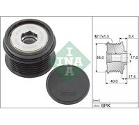 INA 535 0336 10 Poulie roue libre, alternateur pour SUBARU