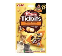INABA Cat Churu Tidbits Chicken Recipe Friandises douces et crémeuses au poulet et au saumon pour chats 8x12g