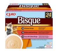 INABA Cat Ciao Bisque Variety mix soupe crémeuse au poulet, au bœuf et au poisson pour chats 24x40g
