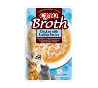INABA Cat Ciao Broth -Bouillon Cat Ciao - aliment complémentaire pour chats au poulet et aux pétoncles 40 g