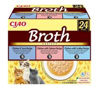 INABA Cat Ciao Broth Variety mélange de bouillon de poulet, poisson et pétoncles 24x40g