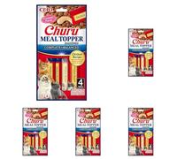 INABA Chiuru Friandises pour Chats Meal Toppers - Recette de Thon au Saumon (4 x 14 g) / Garniture Alimentaire en purée Douce et crémeuse, délicieuse et Saine, Naturelle, sans céréales (Lot de 5)