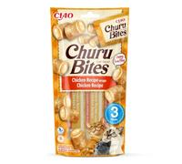 INABA Churu Bites - Friandises pour Chats - Bouchées crémeuses Double-Texture - Saveur Poulet - Moelleux et Crémeux - 3 Tubes x 10g