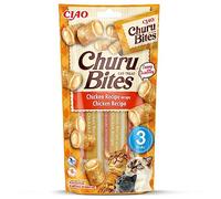 INABA Friandise pour chat Churu Bites – Bouchées au poulet, moelleux, crémeux – 3 Tubes x 10 g