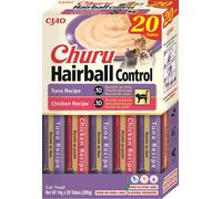 INABA Churu Cat Hairball 20x14g thon et poulet crémeux, un délice pour les chats