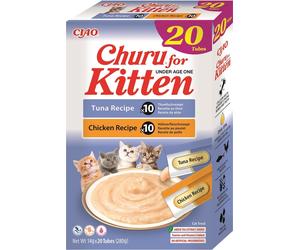 INABA Churu Cat Kitten 20x14g thon et poulet crémeux, un délice pour les chatons