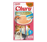 INABA Churu Cat Salmon with Scallop 4x14g une friandise crémeuse pour chat au goût de saumon et de coquilles Saint-Jacques