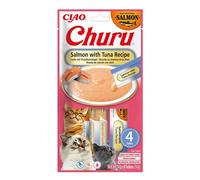INABA Churu Cat Salmon with Tuna 4x14g Une friandise crémeuse pour chat au goût de saumon et de thon
