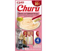 INABA Churu Cat Senior Tuna avec Saumon 4x14g friandise crémeuse pour les chats âgés au goût de thon et de saumon
