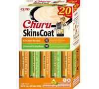 INABA Churu Skin & Coat Snack pour Chats crémeux en 2 variétés avec Poulet - 20 bâtonnets x 14 g - Nourriture pour Chat avec Taurine et Vitamine E pour Une Peau et Un Pelage sains