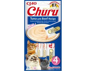 INABA Churu Cat Treat Tuna&Beef Aliments humides au thon et au bœuf 4x14g